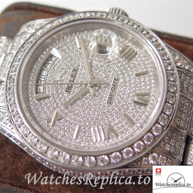 Swiss Rolex Day Date Replica Stainless steel strap 40MM - WatchesReplica.is