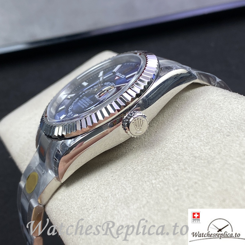 Swiss Rolex Sky Dweller Replica Stainless steel strap 42MM Blue Dial - WatchesReplica.is