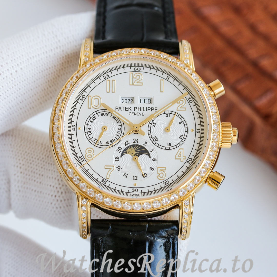 Patek Philippe Replica Complications Leather strap 41MM - WatchesReplica.is