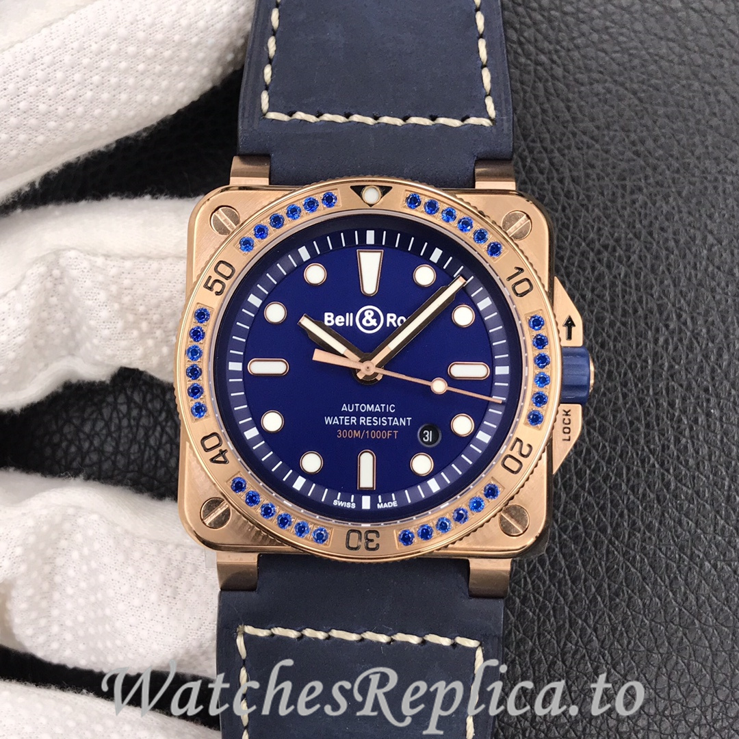 Bell Ross Replica BR 03 BR0392-D-G-BR/SCA Leather strap 42MM - WatchesReplica.is