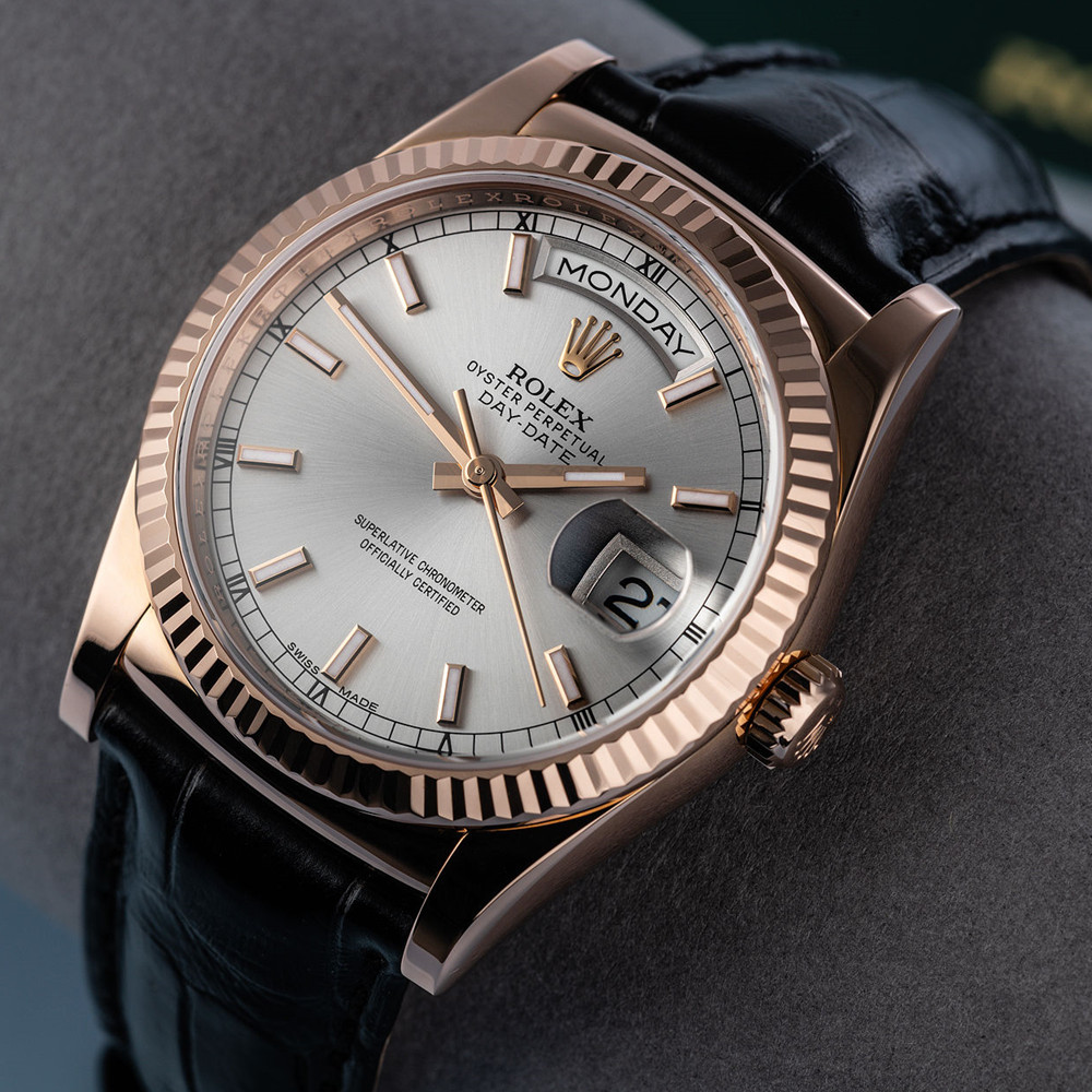 Rolex Day Date Silver Dia 118135 - WatchesReplica.is