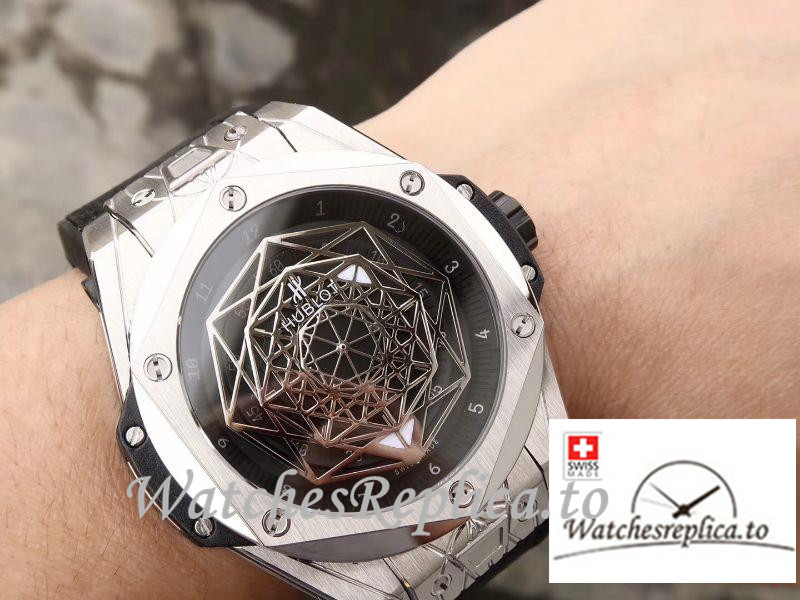 Swiss Hublot Big Bang Sang Bleu Titanium Replica 415.NX.1112.VR.MXM16 Black Strap 45MM - WatchesReplica.is