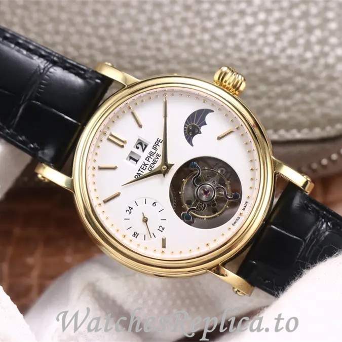 Patek Philippe Replica Complications Leather Rubber strap 42MM - WatchesReplica.is
