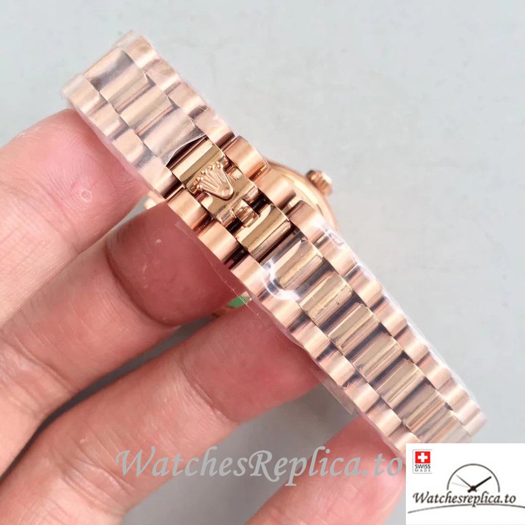 Swiss Rolex Datejust Replica 279175 Rose Gold strap 28MM - WatchesReplica.is