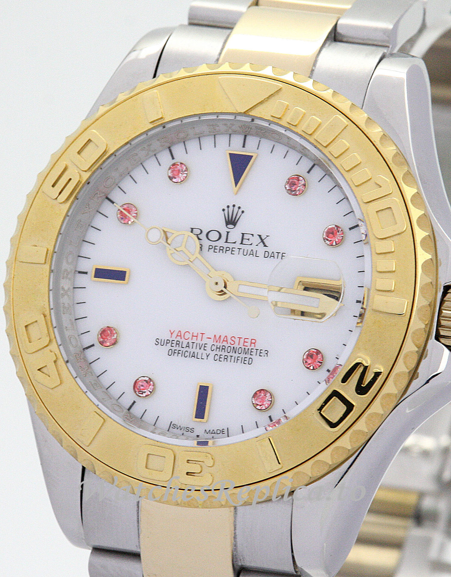 Rolex Yacht Master Red Diamond and White Dial 16623 40MM - WatchesReplica.is