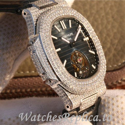 Patek Philippe Replica Nautilus Leather strap 40MM - WatchesReplica.is