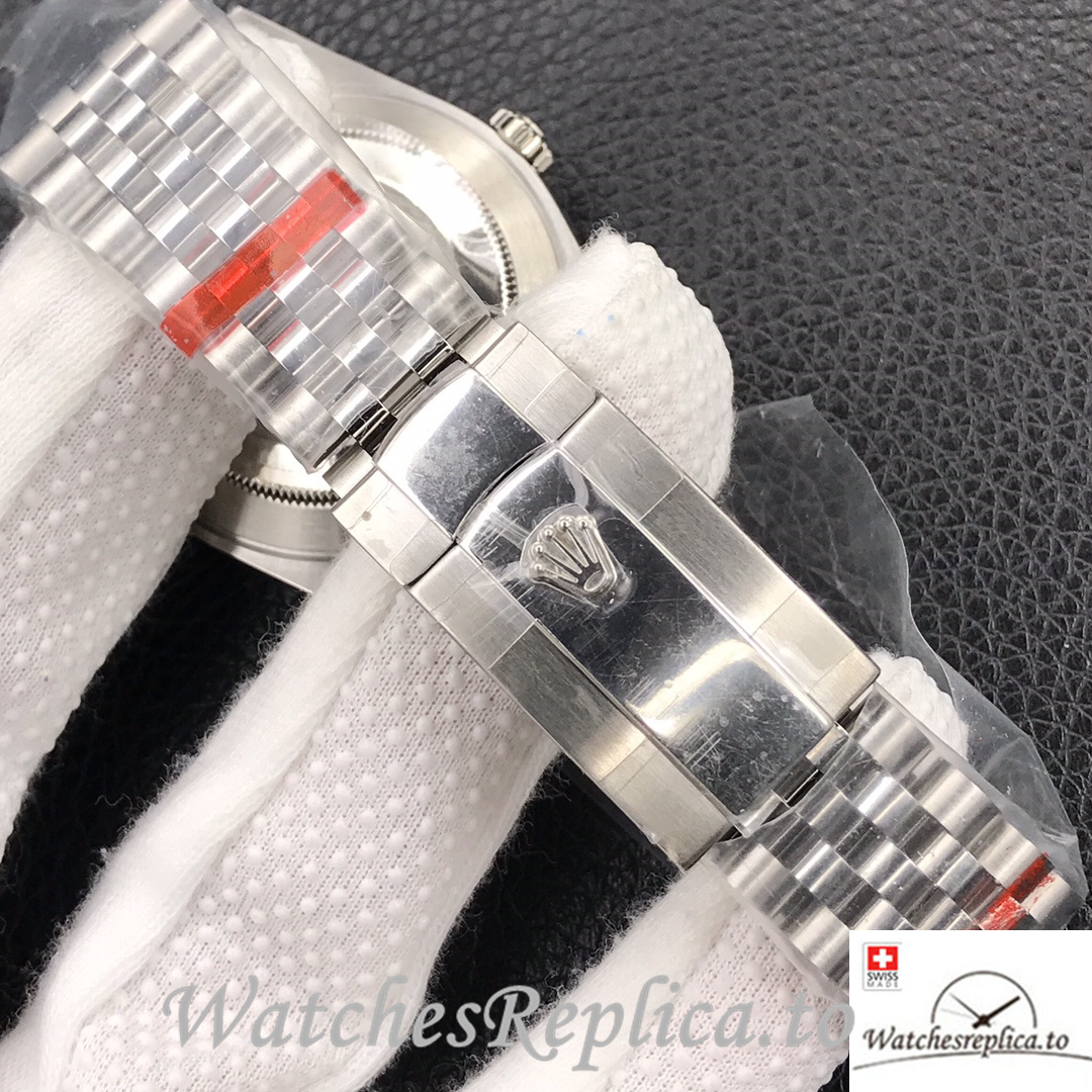 Swiss Rolex Datejust Replica Stainless steel strap 36MM Grey Dial Diamonds Marks - WatchesReplica.is