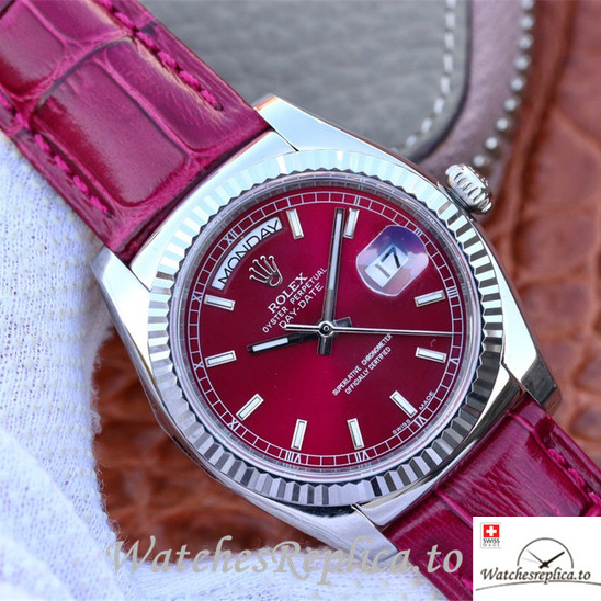 Swiss Rolex Day-Date Replica 118139 Leather strap 36MM - WatchesReplica.is