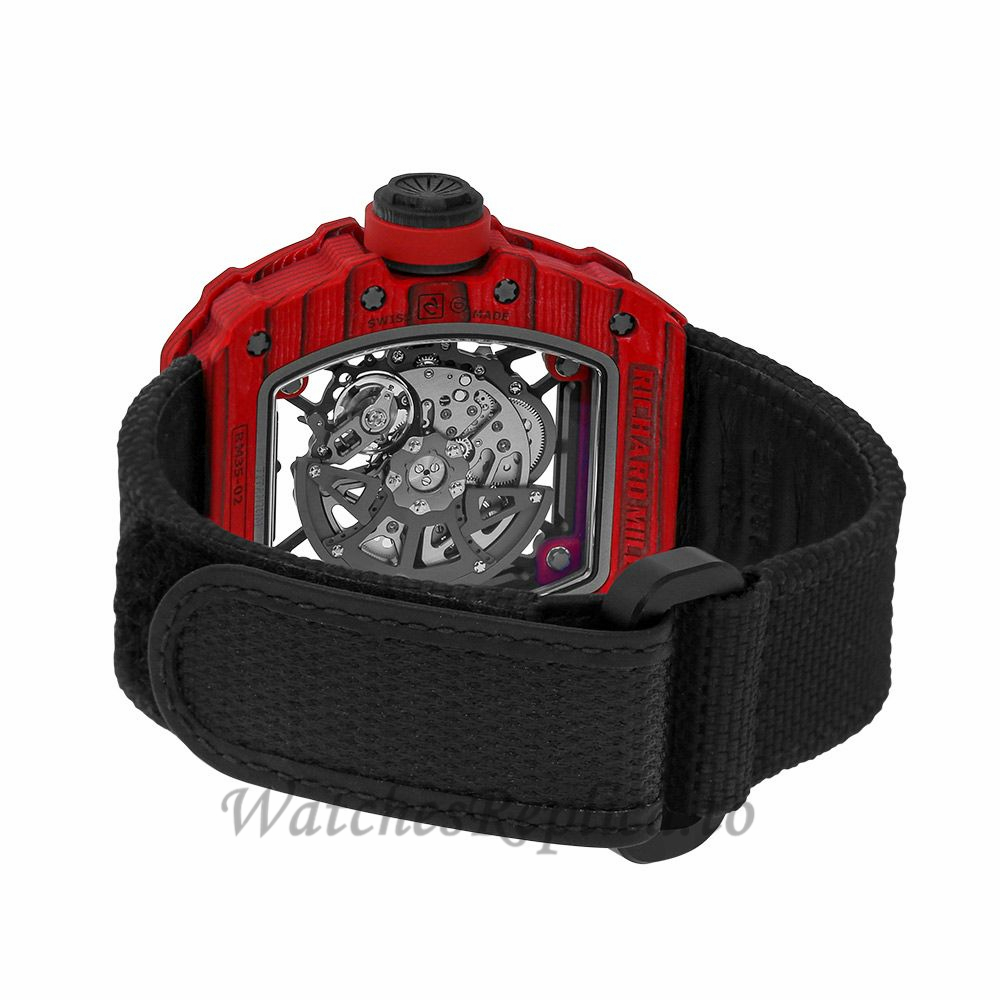 Richard Mille Replica RM35-02 Rafael Nadal Diamond Red Quartz TPT 49MM Watch RM35-02 69877 - WatchesReplica.is