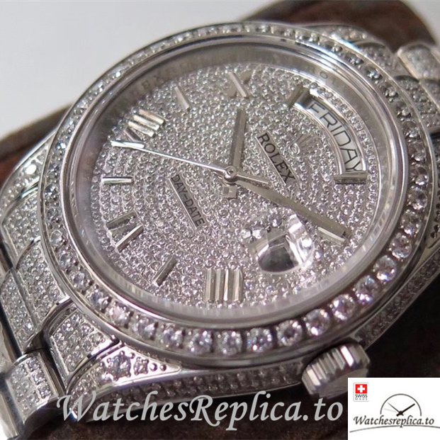 Swiss Rolex Day Date Replica Stainless steel strap 40MM - WatchesReplica.is
