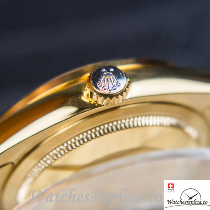 Swiss Rolex Datejust Replica Yellow Gold strap 40MM - WatchesReplica.is