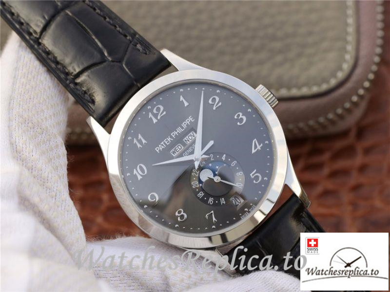 Swiss Patek Philippe Complications Annual Calendar Replica 5396G-014 Black Strap 38MM - WatchesReplica.is