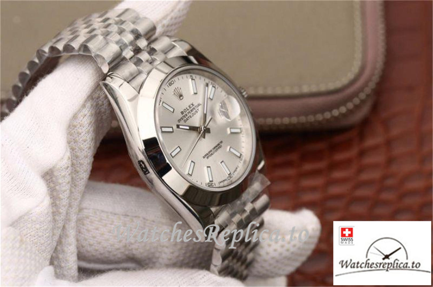 Swiss Rolex Datejust Replica 116200 001 White Dial 41MM - WatchesReplica.is