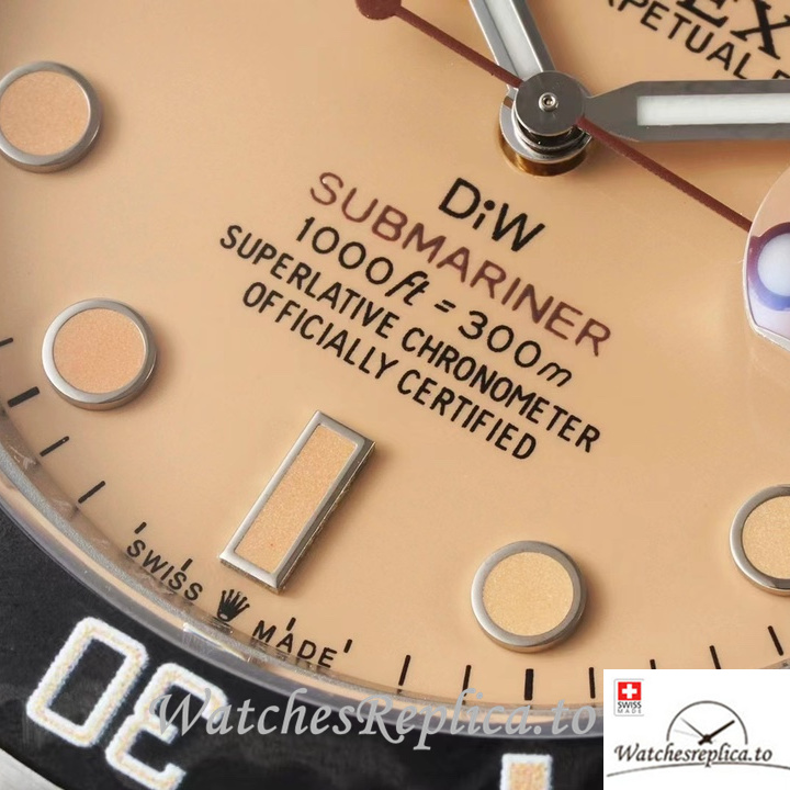 Swiss Rolex Submariner Replica Stainless steel strap 40MM Yellow Dial - WatchesReplica.is