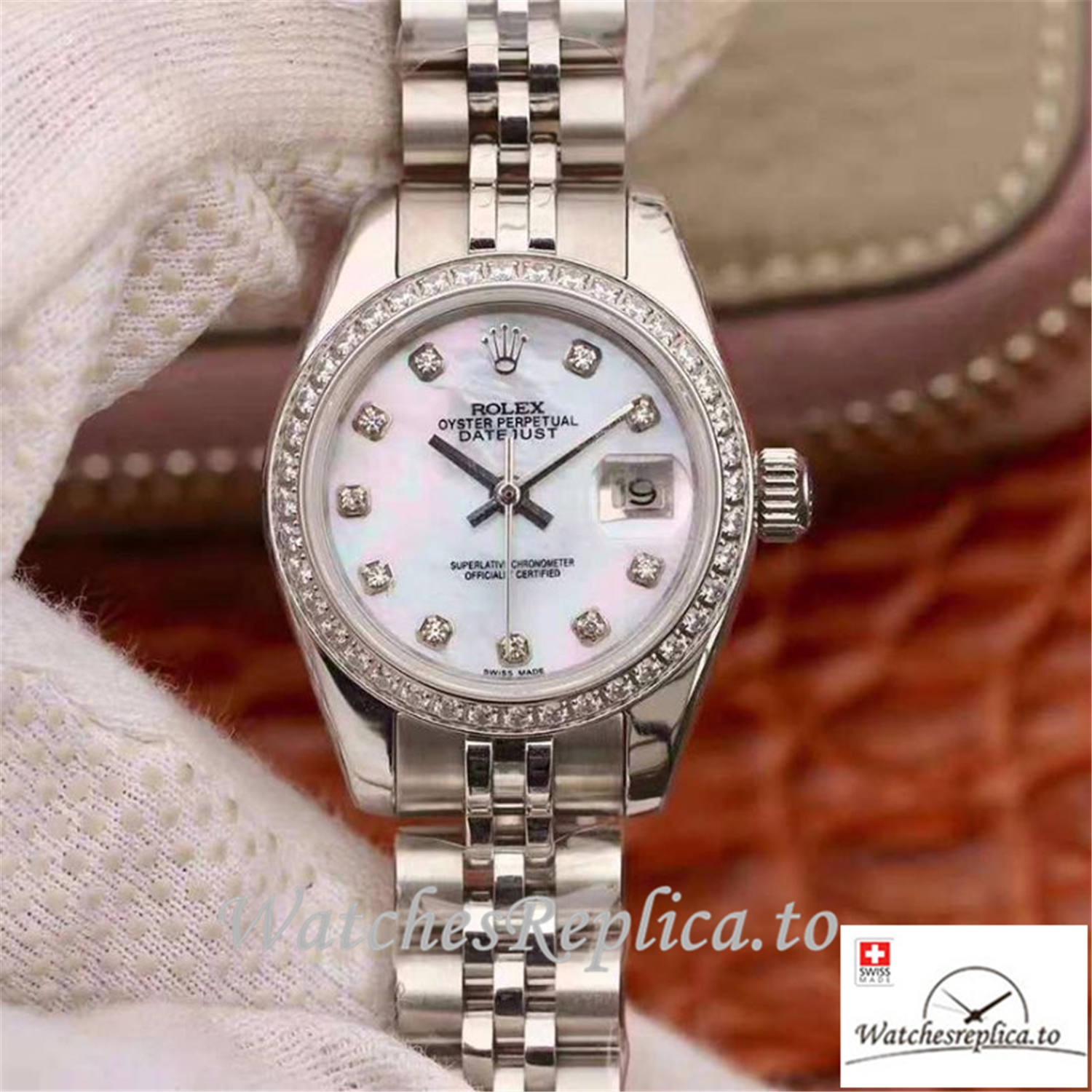 Swiss Rolex Datejust Replica 19969 White Dial 28MM - WatchesReplica.is