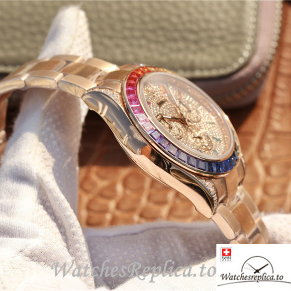 Swiss Rolex Daytona Replica 116505 Rose Gold strap 40MM - WatchesReplica.is