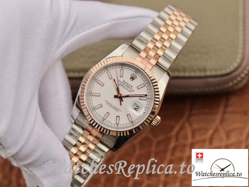 Swiss Rolex Datejust Replica 126233 Rose gold Bezel 36MM - WatchesReplica.is