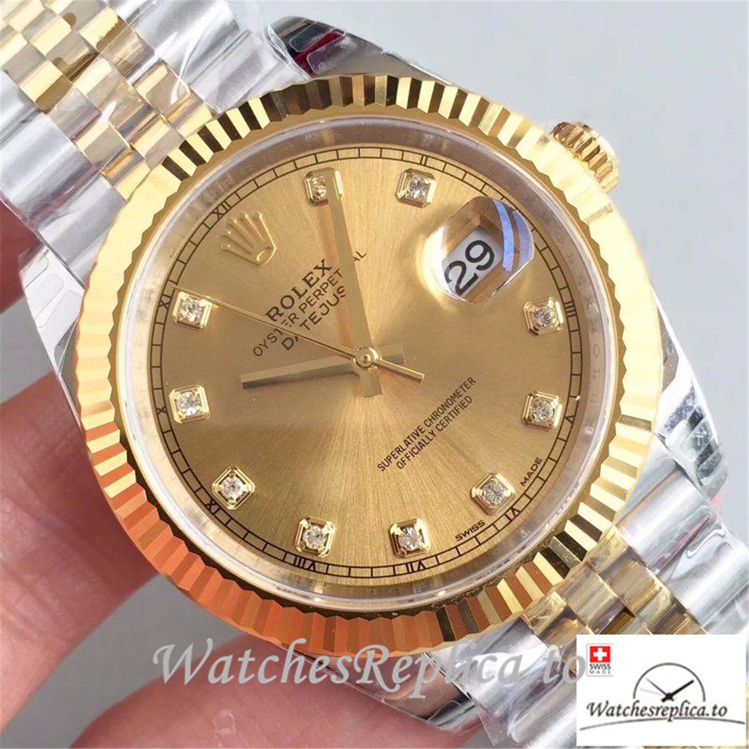 Swiss Rolex Datejust Replica 116333 001 Yellow Gold Dial 41MM - WatchesReplica.is