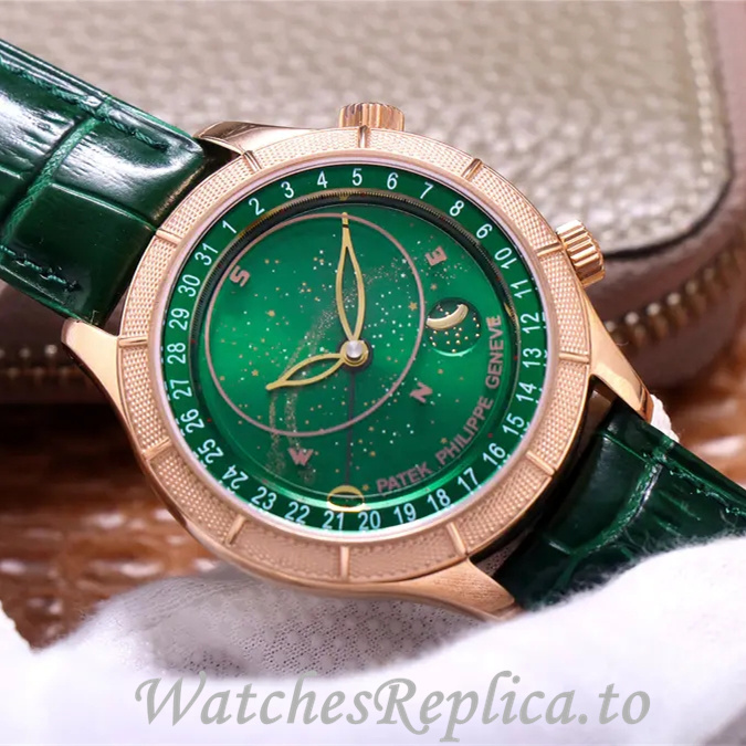 Patek Philippe Replica Complications Leather strap 42MM - WatchesReplica.is