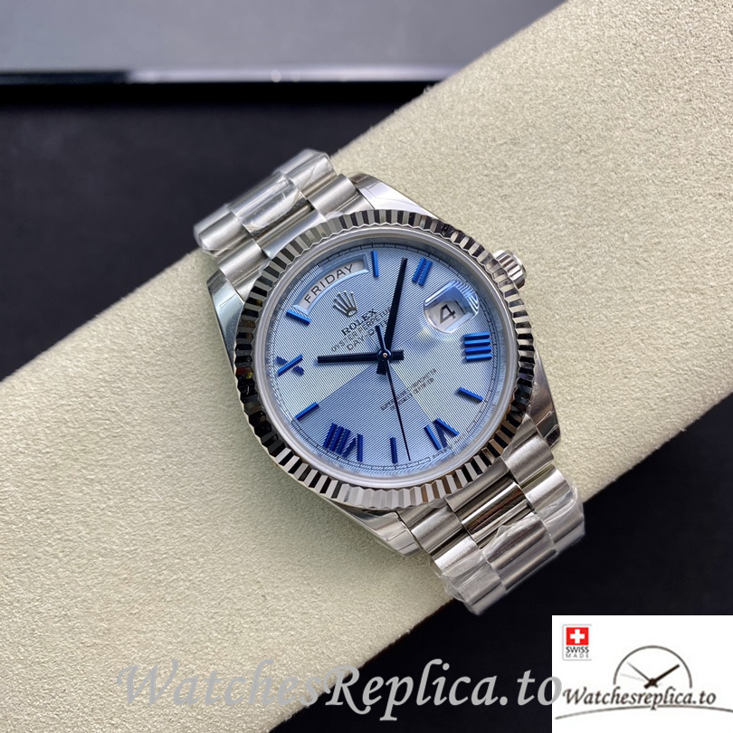 Swiss Rolex Day Date Replica 126331 Stainless steel strap 40MM Blue Dial - WatchesReplica.is