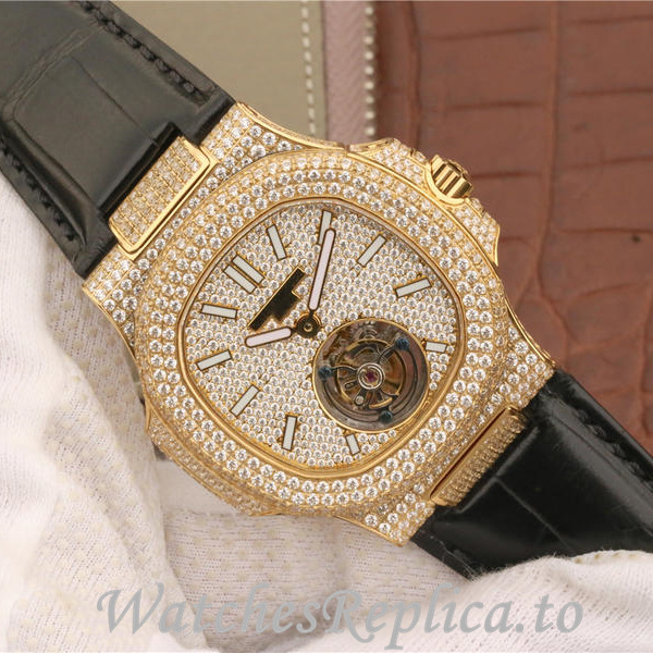 Patek Philippe Replica Nautilus Leather strap 40MM - WatchesReplica.is