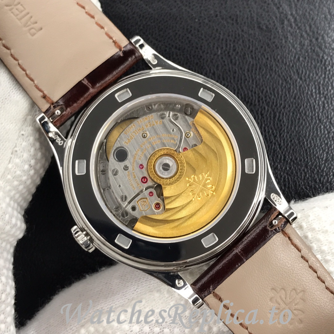 Patek Philippe Replica Calatrava 5296G Leather strap 38MM - WatchesReplica.is
