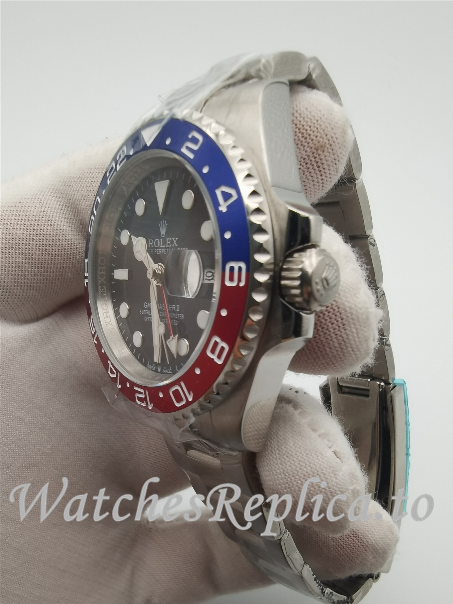 Swiss Rolex GMT-Master II Replica 126710BLRO Silver Strap 40MM - WatchesReplica.is