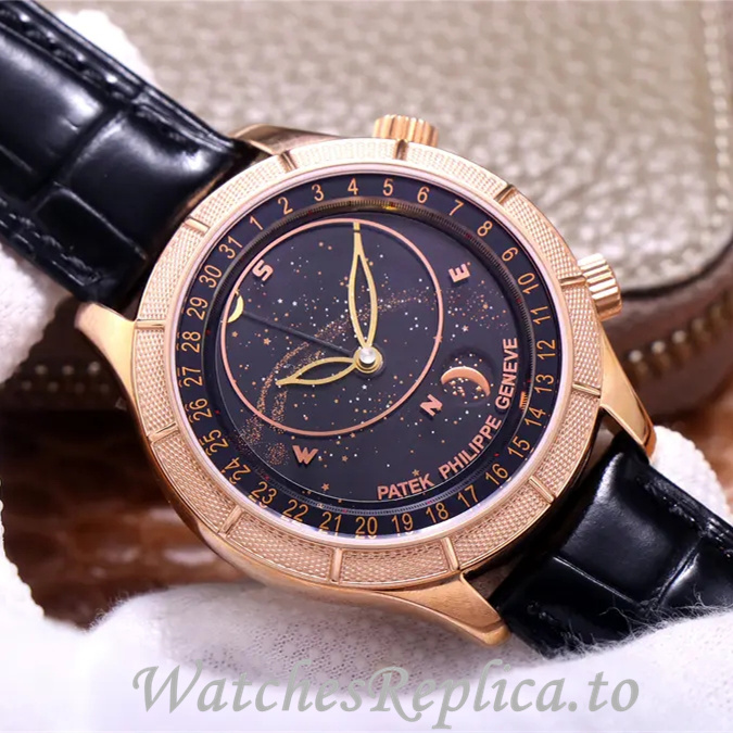 Patek Philippe Replica Complications Leather strap 42MM - WatchesReplica.is