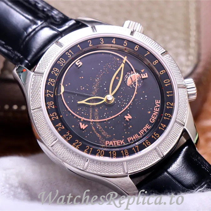 Patek Philippe Replica Complications Leather strap 42MM - WatchesReplica.is