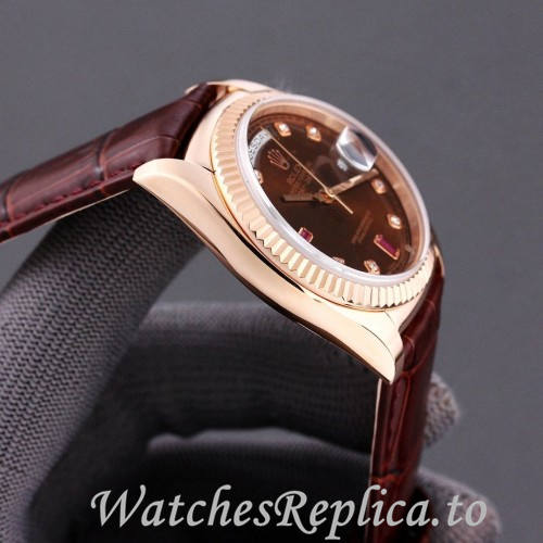 Swiss Rolex Day Date Replica 118139 Leather strap 36MM - WatchesReplica.is