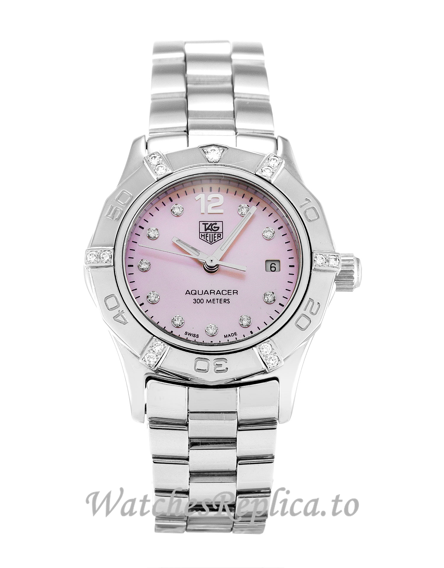 Tag Heuer Aquaracer Mother of Pearl Pink Diamond Dial WAF141H.BA0824 27 MM - WatchesReplica.is