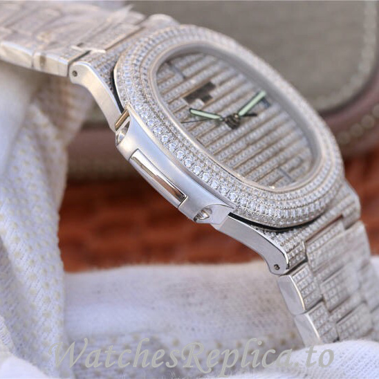 Patek Philippe Replica Nautilus White Gold strap 40MM - WatchesReplica.is