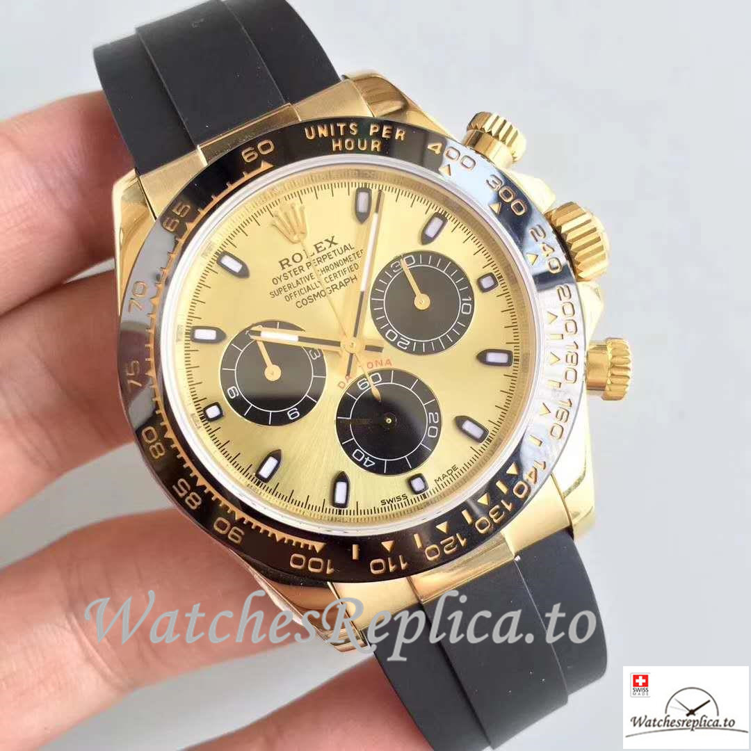 Swiss Rolex Daytona Cosmograph Replica 116518LN 001 Rubber Strap 40MM - WatchesReplica.is