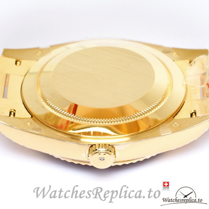 Swiss Rolex Day Date Replica Yellow Gold strap 40MM Green Dial - WatchesReplica.is