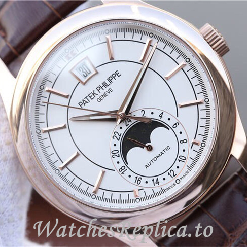 Patek Philippe Replica Complications 5205G-001 Leather strap 40MM - WatchesReplica.is