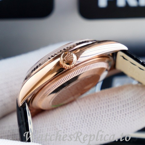 Swiss Rolex Day Date Replica 118139 Leather strap 36MM - WatchesReplica.is