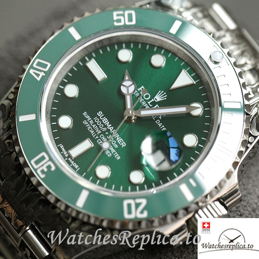 Swiss Rolex Submariner Replica Stainless steel strap 40MM Green Case - WatchesReplica.is