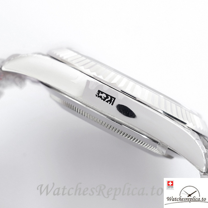 Swiss Rolex Day Date Replica Stainless steel strap 40MM White Dial Diamonds Marks - WatchesReplica.is