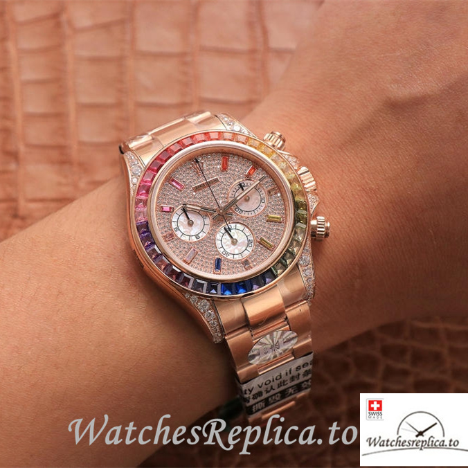 Swiss Rolex Daytona Replica 116595RBOW Rose Gold strap 40MM - WatchesReplica.is