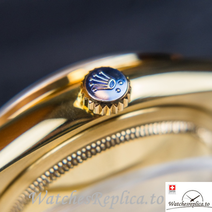 Swiss Rolex Day Date Replica Yellow Gold strap 40MM - WatchesReplica.is