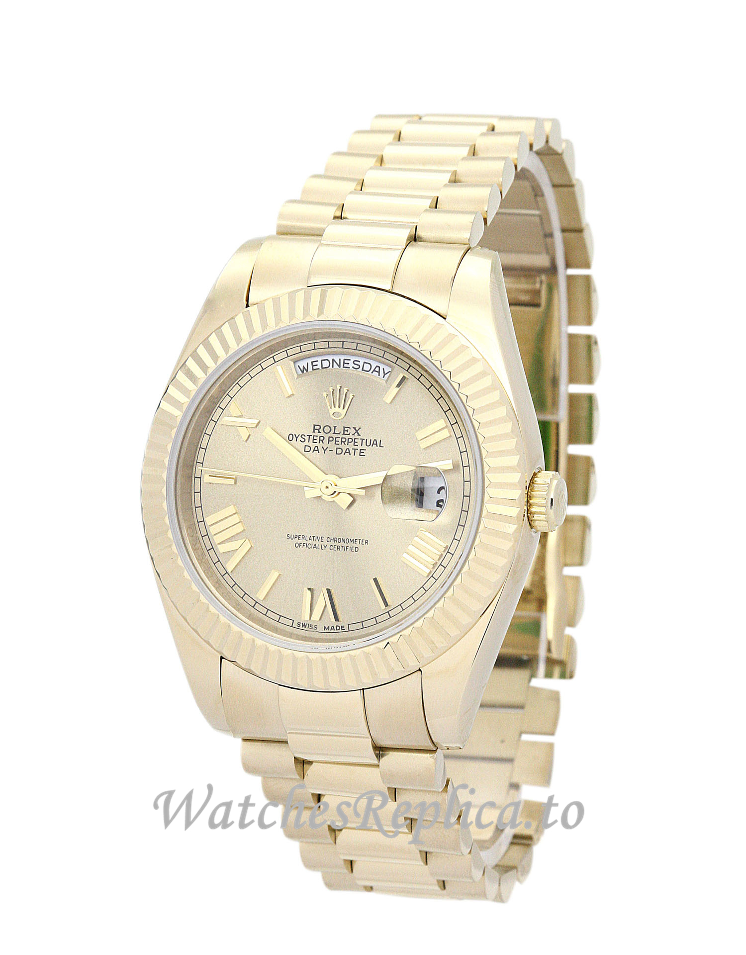 Rolex Day Date II Gold Dial 218238 - WatchesReplica.is