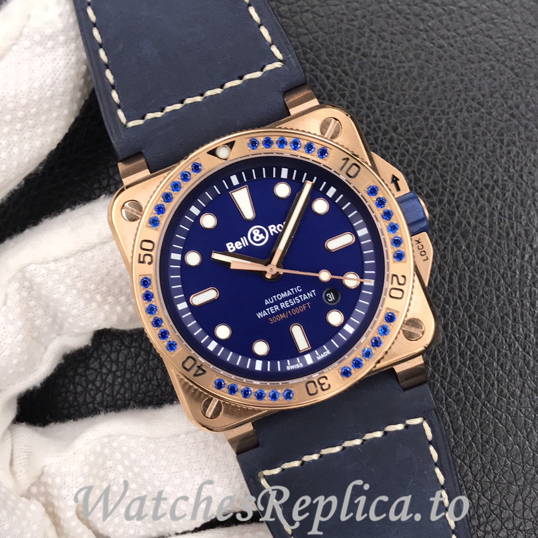 Bell Ross Replica BR 03 BR0392-D-G-BR/SCA Leather strap 42MM - WatchesReplica.is