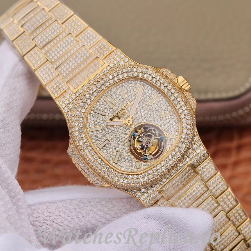 Patek Philippe Replica Nautilus Yellow Gold strap 40MM - WatchesReplica.is