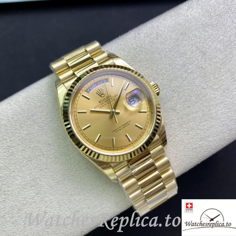 Swiss Rolex Datejust 126233 Replica Yellow Gold strap 36MM - WatchesReplica.is