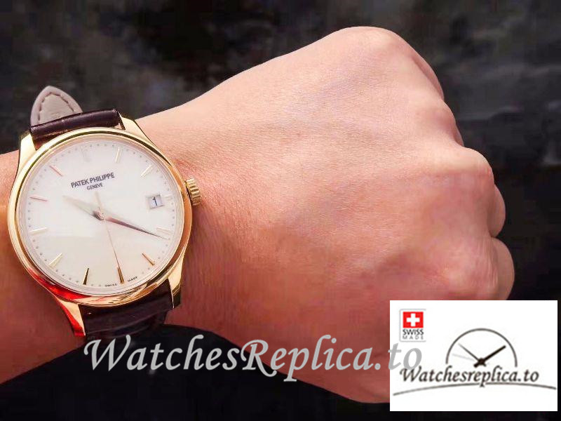 Swiss Patek Philippe Calatrava Yellow Gold Replica 5227J-001 Black Strap 39MM×10.2MM - WatchesReplica.is