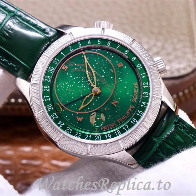 Patek Philippe Replica Complications Leather strap 42MM - WatchesReplica.is