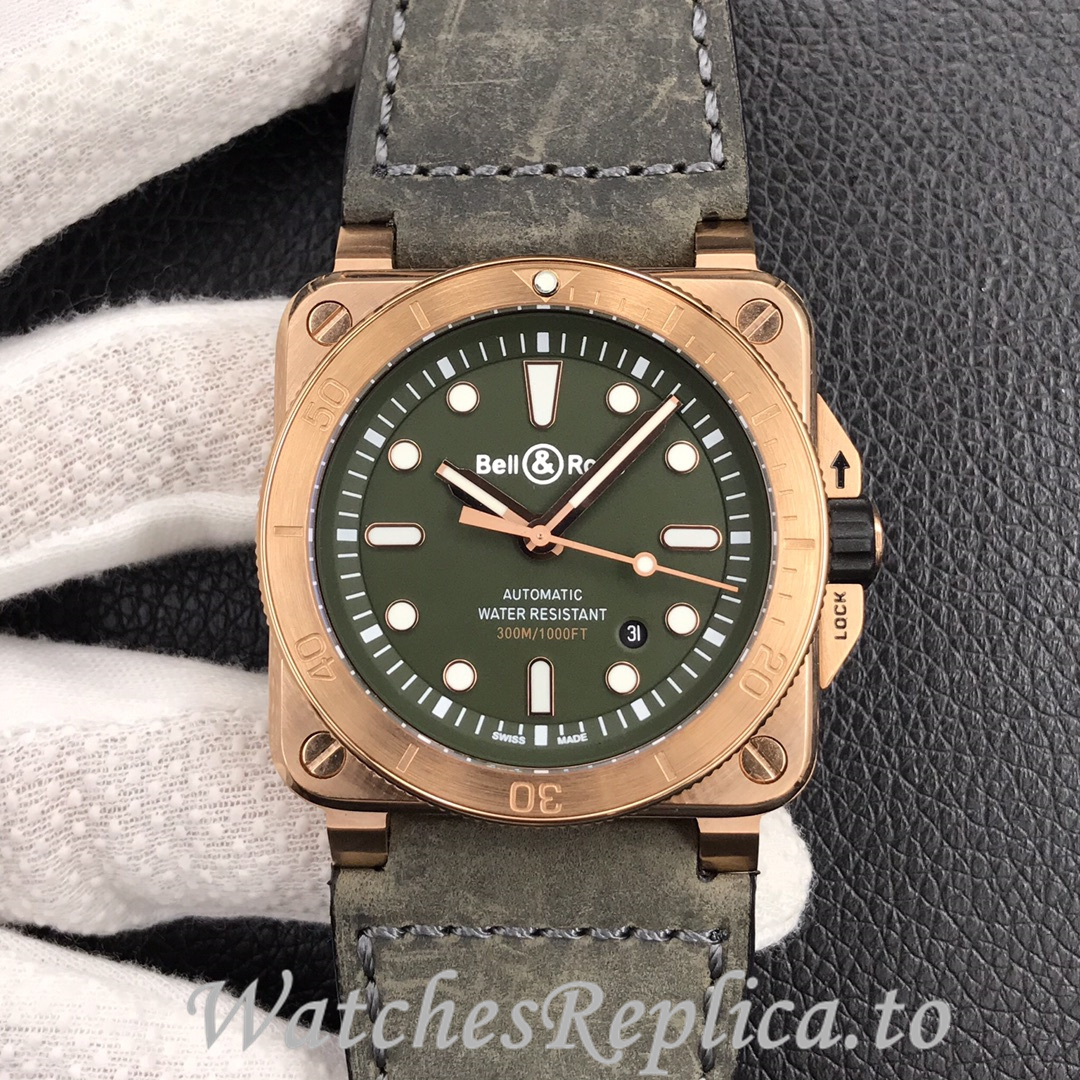 Bell Ross Replica BR 03 BR0392-CAMO-CE/SRB Leather strap 42MM - WatchesReplica.is
