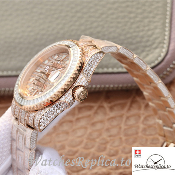 Swiss Rolex GMT-Master Replica 116769TBR-74779B Rose Gold and Diamonds strap 40MM - WatchesReplica.is
