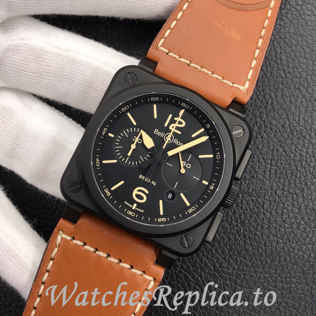 Bell Ross Replica BR 03 BR03-94 Leather strap 42MM - WatchesReplica.is