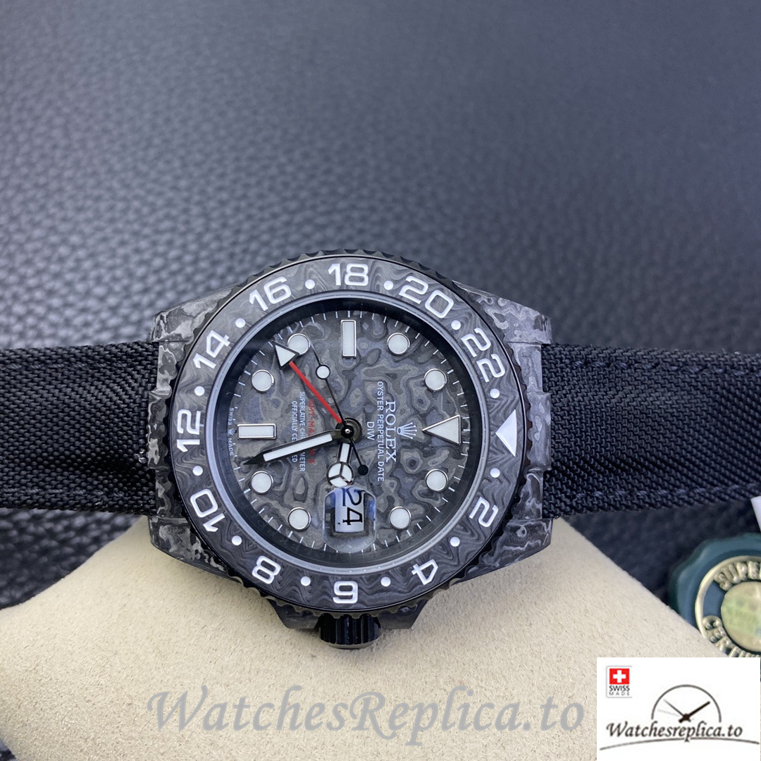Swiss Rolex GMT Master Electro Carbon Carbon fiber strap 40MM - WatchesReplica.is